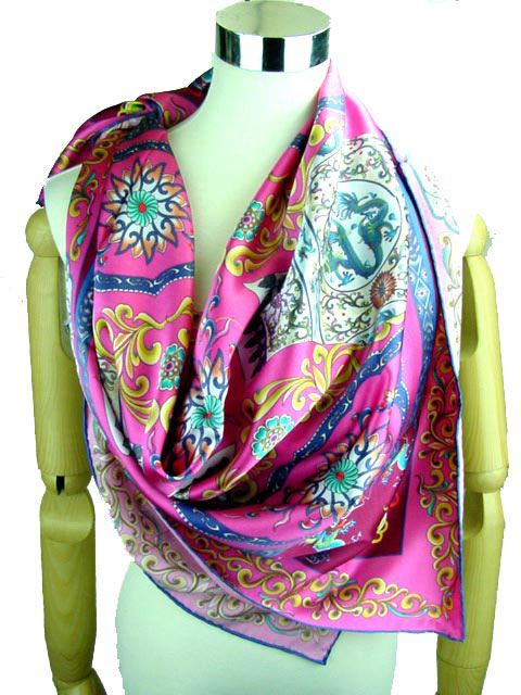 Digital print fine quality luxury silk square scarf and wrap, 8 designs ...